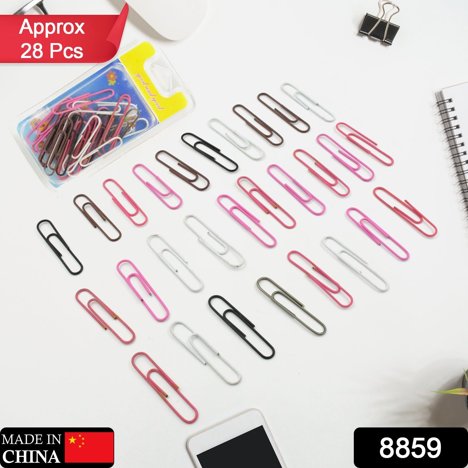 8859 MultiPurpose Assorted Color Coated Paper Clips, Assorted Sizes, Durable & Rustproof, Colored Paper Clips for Paperwork, DIY Work, classify Documents, Bookmark, Snacks Bag Clips, Suitable for Home, School, Office (Approx 28 Pcs) 8859 MultiPurpose Assorted Color Coated Paper Clips, Assorted Sizes, Durable & Rustproof, Colored Paper Clips for Paperwork, DIY Work, classify Documents, Bookmark, Snacks Bag Clips, Suitable for Home, School, Office (Approx 28 Pcs)